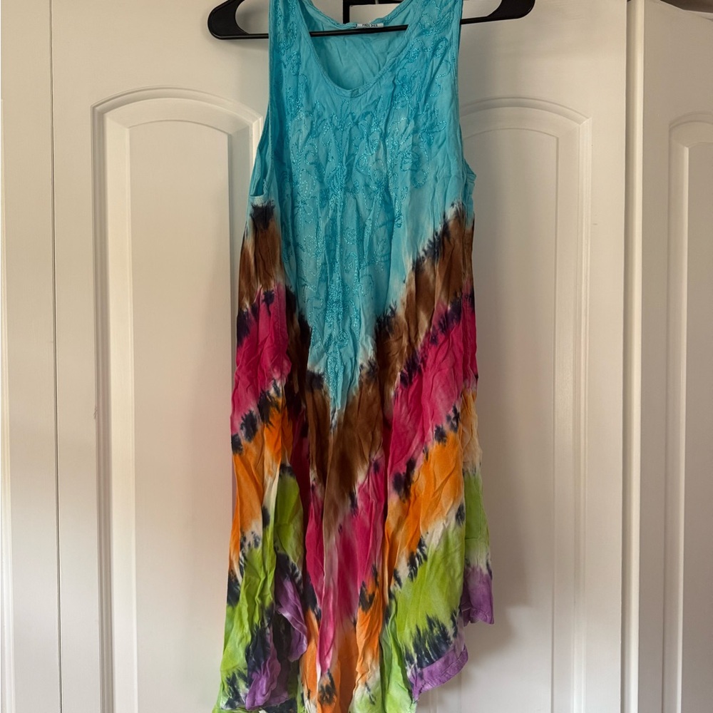 Colorful Tie-Dye Sleeveless Dress